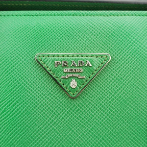 Pre-owned Prada Double Cuir Green SAFFIANO Leather B2756T handbag | stylenewstar