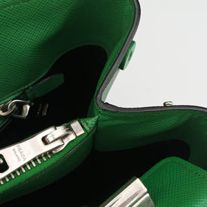 Pre-owned Prada Double Cuir Green SAFFIANO Leather B2756T handbag | stylenewstar