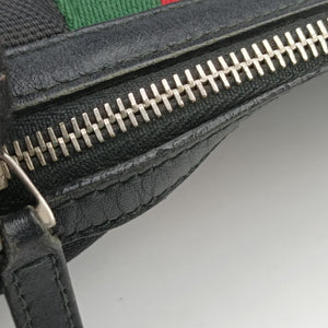 Pre-owned Gucci Sherry Line Black×Red×Green canvas 387111 shoulderbag | stylenewstar