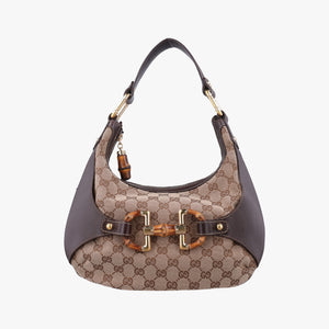 Pre-owned Gucci Amalfi bamboo Brown×Beige canvas×leather 154378 shoulderbag | stylenewstar