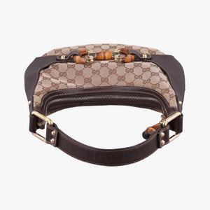 Pre-owned Gucci Amalfi bamboo Brown×Beige canvas×leather 154378 shoulderbag | stylenewstar