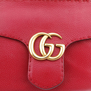 Pre-owned Gucci GG Marmont Red Leather 442622 shoulderbag | stylenewstar