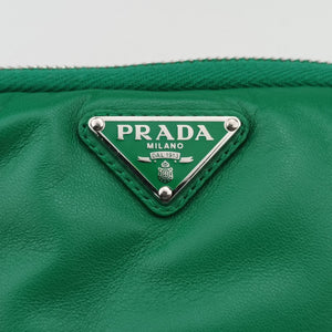 Pre-owned Prada triangle mini Green Leather 1NR015 shoulderbag | stylenewstar