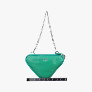 Pre-owned Prada triangle mini Green Leather 1NR015 shoulderbag | stylenewstar