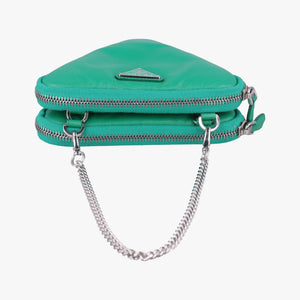 Pre-owned Prada triangle mini Green Leather 1NR015 shoulderbag | stylenewstar