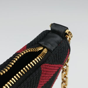 Secondhand Prada Triangolo Triangle Black×Red Jacquard × leather 1BC176 shoulderbag | stylenewstar