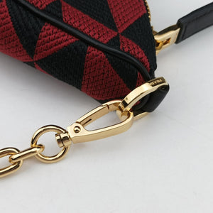 Secondhand Prada Triangolo Triangle Black×Red Jacquard × leather 1BC176 shoulderbag | stylenewstar