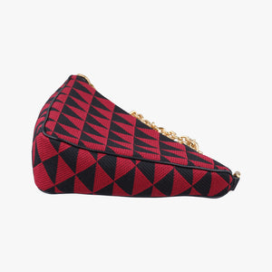 Secondhand Prada Triangolo Triangle Black×Red Jacquard × leather 1BC176 shoulderbag | stylenewstar