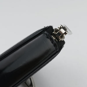 Pre-owned Prada Triangle Chain Pouch Black Leather shoulderbag | stylenewstar