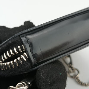 Pre-owned Prada Triangle Chain Pouch Black Leather shoulderbag | stylenewstar