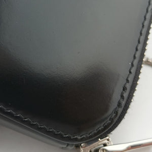 Pre-owned Prada Triangle Chain Pouch Black Leather shoulderbag | stylenewstar