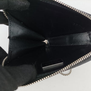Pre-owned Prada Triangle Chain Pouch Black Leather shoulderbag | stylenewstar