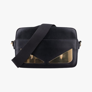 Secondhand Fendi Monster Camera case Black Leather 7VA428 shoulderbag | stylenewstar
