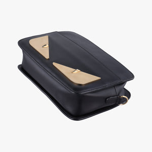 Secondhand Fendi Monster Camera case Black Leather 7VA428 shoulderbag | stylenewstar