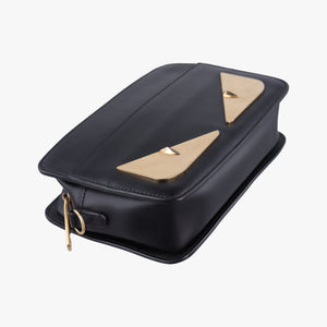 Secondhand Fendi Monster Camera case Black Leather 7VA428 shoulderbag | stylenewstar