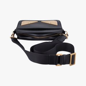 Secondhand Fendi Monster Camera case Black Leather 7VA428 shoulderbag | stylenewstar