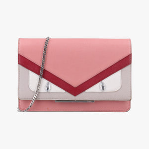 Pre-owned Fendi Monster Eyes Tube Pink×Red×Gray Leather 8M0346 shoulderbag | stylenewstar
