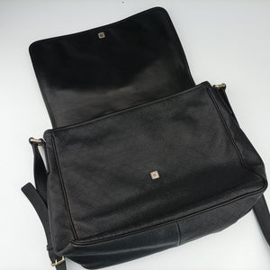 Pre-owned Gucci Guccissima Messenger Black Leather 223665 shoulderbag | stylenewstar