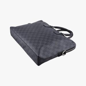 Pre-owned Louis Vuitton Porte Documents Jour Noir Damier Graphite N48224 handbag | stylenewstar