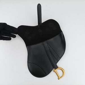 Pre-owned Christian Dior saddle Black leather bum bag/waist bag | stylenewstar