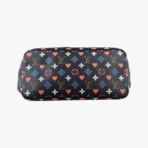 Secondhand Louis Vuitton Neverfull MM playing cards Game On Noir PVC coated canvas M57483 handbag | stylenewstar