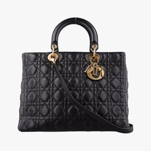 Pre-owned Christian Dior Lady Dior Black lambskin shoulderbag | stylenewstar