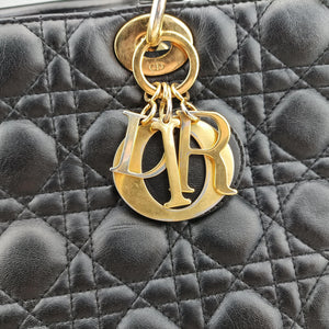 Pre-owned Christian Dior Lady Dior Black lambskin shoulderbag | stylenewstar
