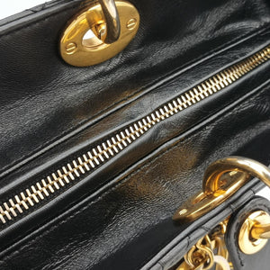 Pre-owned Christian Dior Lady Dior Black lambskin shoulderbag | stylenewstar