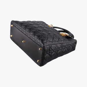 Pre-owned Christian Dior Lady Dior Black lambskin shoulderbag | stylenewstar