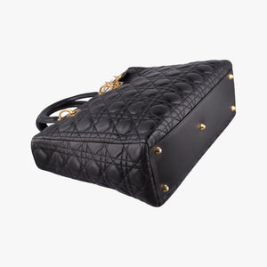 Pre-owned Christian Dior Lady Dior Black lambskin shoulderbag | stylenewstar