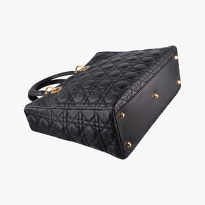 Pre-owned Christian Dior Lady Dior Black lambskin shoulderbag | stylenewstar