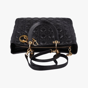Pre-owned Christian Dior Lady Dior Black lambskin shoulderbag | stylenewstar