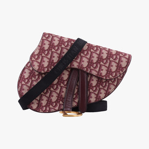 Pre-owned Christian Dior Saddle Red jacquard bum bag/waist bag | stylenewstar