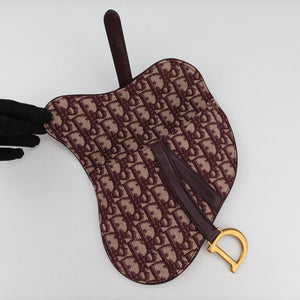 Pre-owned Christian Dior Saddle Red jacquard bum bag/waist bag | stylenewstar