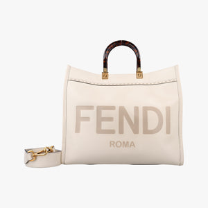 Pre-owned Fendi Sunshine White Leather 8BH386 shoulderbag | stylenewstar