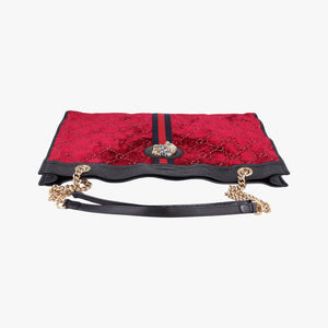 Vintage Gucci Rajah Red × Black velour × Leather 537219 shoulderbag | stylenewstar