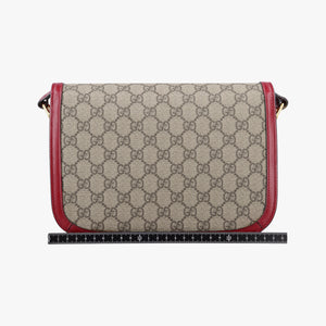 Pre-owned Gucci The Hacker Project Horsebit 1955 Beige × Brown × Red PVC coated canvas×Leather 602204 shoulderbag | stylenewstar
