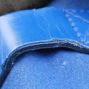 Pre-owned Celine Luggage Mini Shopper Blue Suede × Leather handbag | stylenewstar