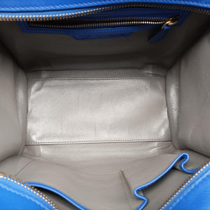 Pre-owned Celine Luggage Mini Shopper Blue Suede × Leather handbag | stylenewstar