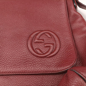 Pre-owned Gucci Interlocking G Logo Soho Messenger Burgundy Leather 322056 shoulderbag | stylenewstar