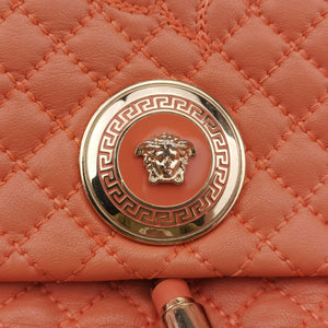 Pre-owned VERSACE Vanitas Medusa Orange leather shoulderbag | stylenewstar