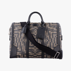 Pre-owned Gucci KALEIDO beige×black PVC coated canvas×Leather 406384 handbag | stylenewstar