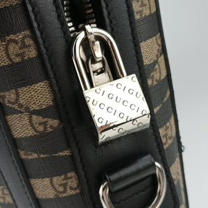 Pre-owned Gucci KALEIDO beige×black PVC coated canvas×Leather 406384 handbag | stylenewstar