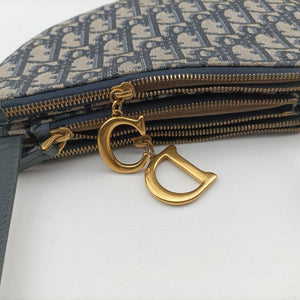 Pre-owned Christian Dior Saddle Navy×Gray Jacquard shoulderbag | stylenewstar
