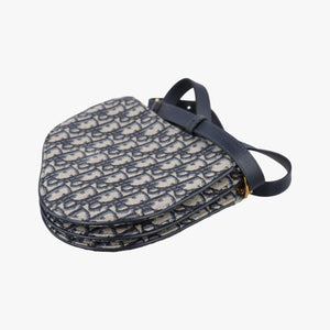 Pre-owned Christian Dior Saddle Navy×Gray Jacquard shoulderbag | stylenewstar