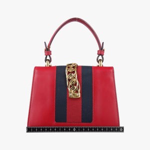 Pre-owned Gucci Sylvie Red×navy Leather 470270 shoulderbag | stylenewstar