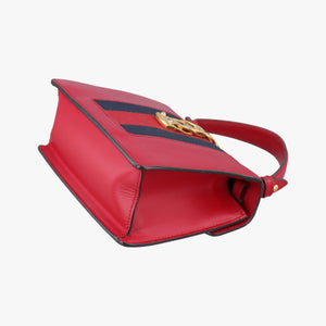 Pre-owned Gucci Sylvie Red×navy Leather 470270 shoulderbag | stylenewstar