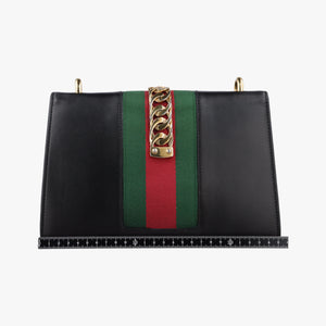 Pre-owned Gucci Sylvie Black Leather 421882 shoulderbag | stylenewstar