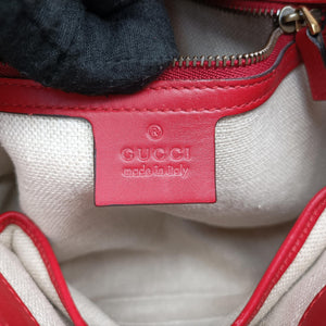 Pre-owned Gucci Lady Web khaki×red canvas×leather 383848 shoulderbag | stylenewstar