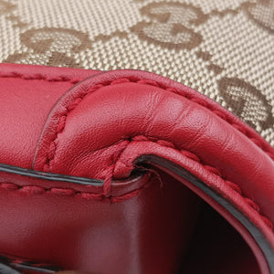 Pre-owned Gucci Lady Web khaki×red canvas×leather 383848 shoulderbag | stylenewstar